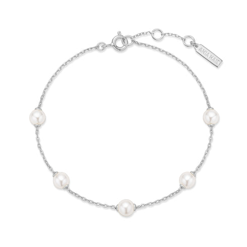 Silver Shell Pearl Station Bracelet